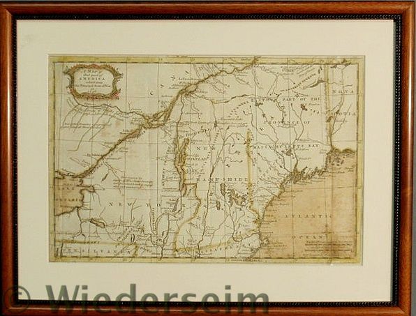 Framed and matted map of North America