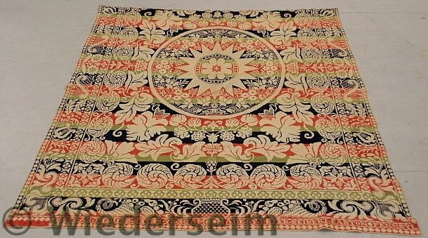 Colorful Pennsylvania jacquard coverlet