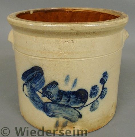 Three-gallon stoneware crock with applied