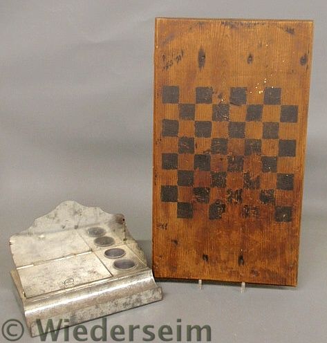 Painted pine checkerboard 19th 1574fb