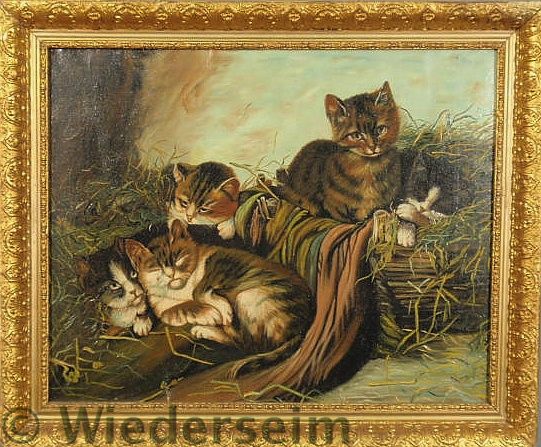 Victorian oil on canvas painting 15751b