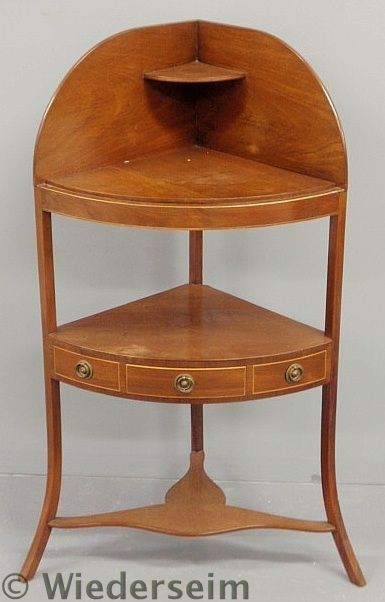 English mahogany corner washstand