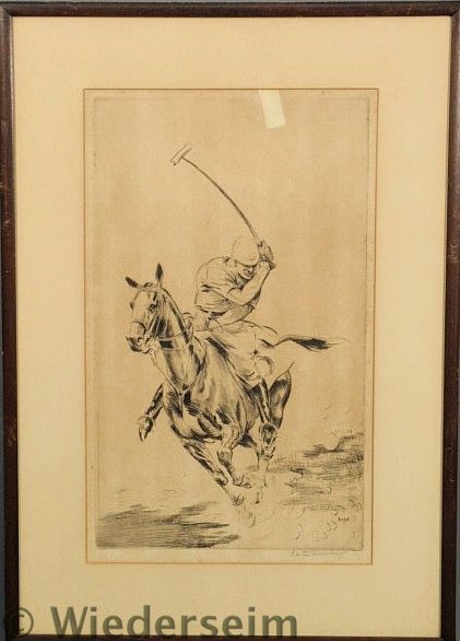 Framed and matted print of a polo
