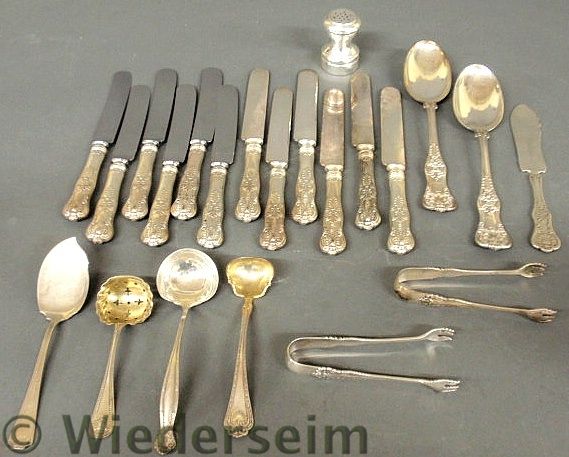 Group of sterling silver tableware to