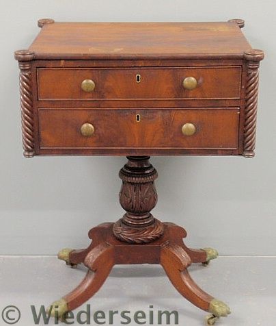 Empire mahogany two-drawer stand