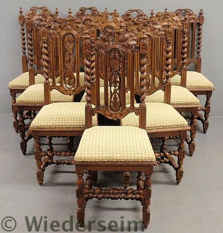 Set of ten Flemish style oak side 157564