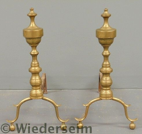 Pair of Federal brass andirons 157574