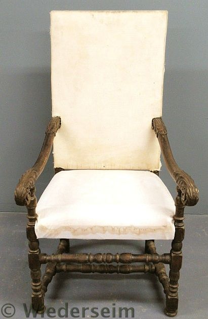 Jacobean style walnut open armchair  157575