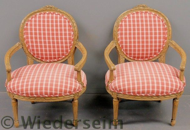 Pair of French style fauteuils.