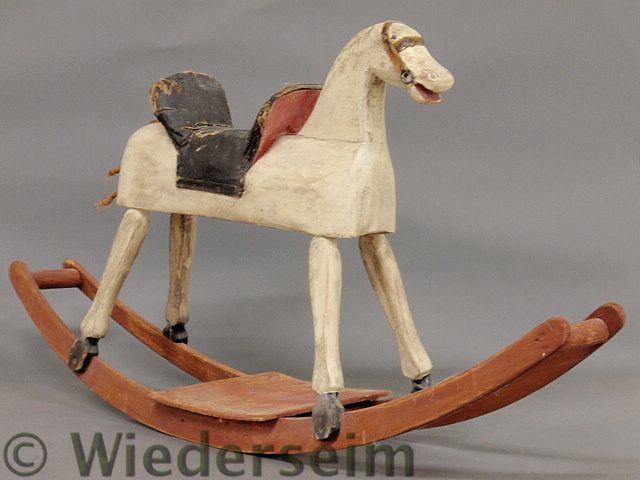 Wooden rocking horse c.1890 with original