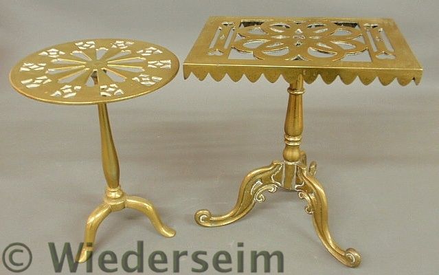 Two small English brass wig stands 157595