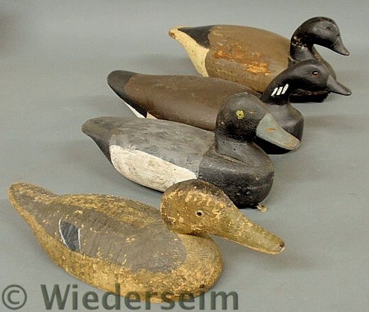 Four carved duck decoys largest 15759b
