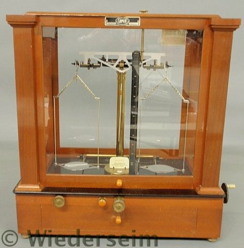 Mahogany and glass cased mineral