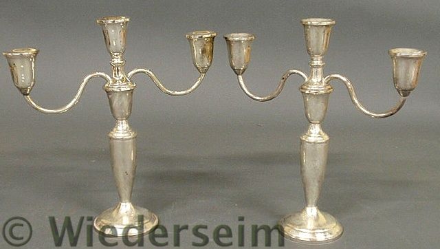 Pair of weighted sterling silver candelabra