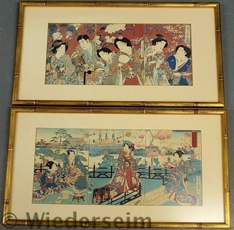 Pair of framed and matted Japanese