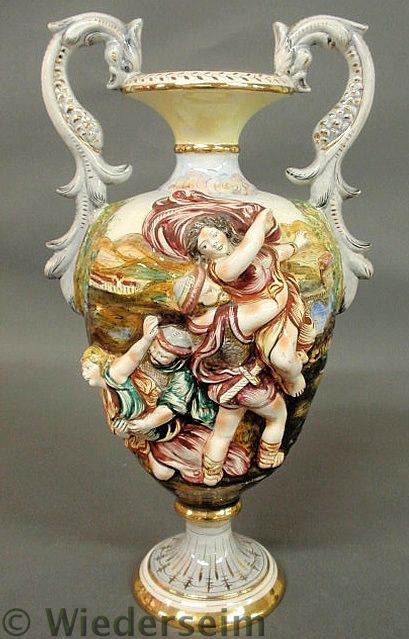 Large Capodimonte Italian ceramic vase.