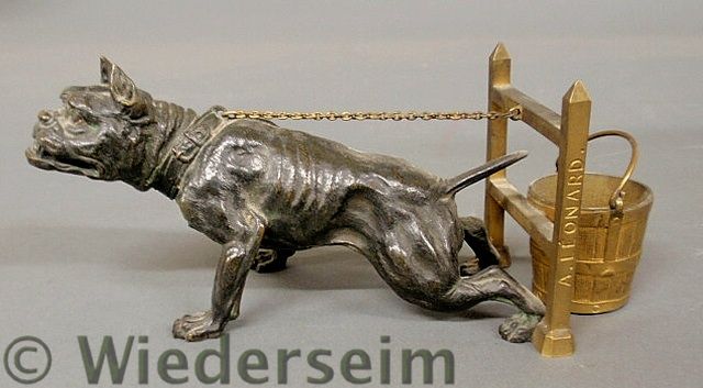 Bronze bulldog with gilt metal