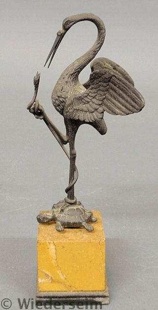 Bronze figure of a crane late 19th c.