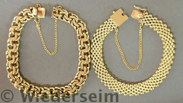 Two 14k yg bracelets one mesh 7 25 l x9mmw  15761d