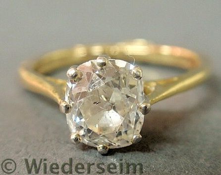 Solitaire diamond ring 14k yg eight prong 15762a