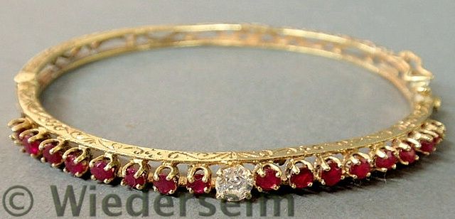 Ruby and diamond 14k yg filigree