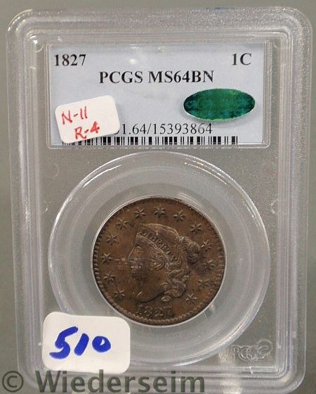 1827 Large cent MS 64