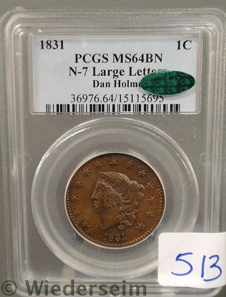 1831 Large cent MS 64