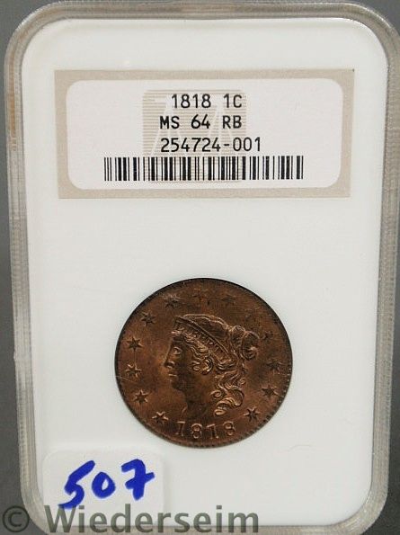 1818 Large cent MS 64