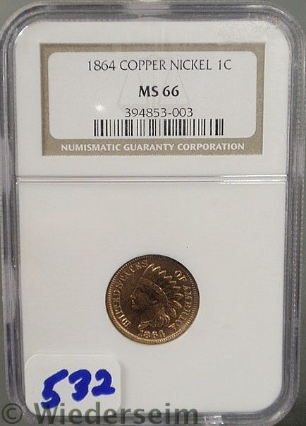 1864 Indian Head Penny MS 66