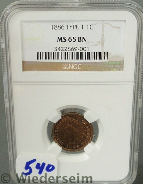1886 Indian Head Penny MS 65