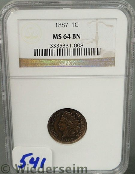 1887 Indian Head Penny MS 64