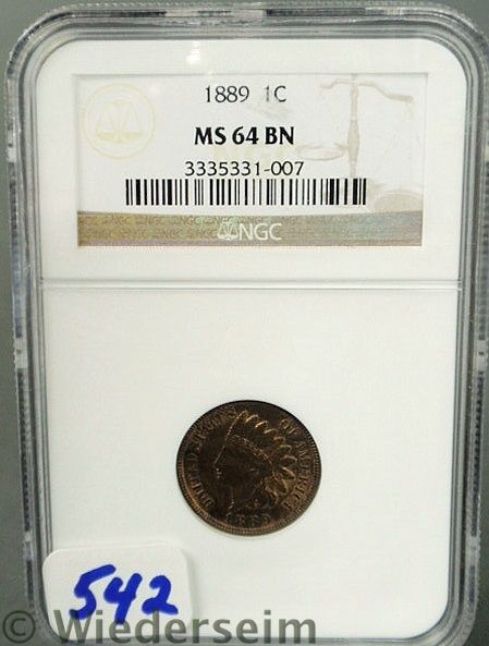 1889 Indian Head Penny MS 64