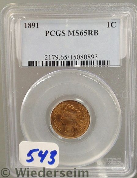 1891 Indian Head Penny PCGS 65