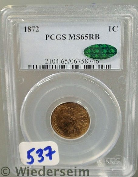 1872 Indian Head Penny PCGS 65