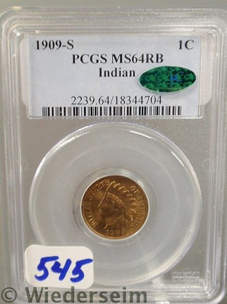 1909 S Indian Head Penny PCGS 64 15767e