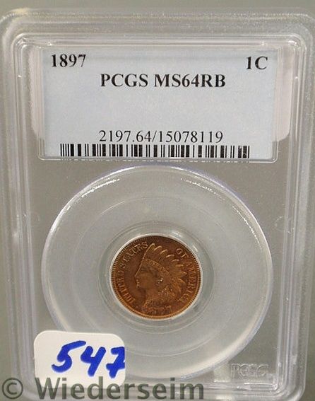 1897 Indian Head Penny PCGS 64