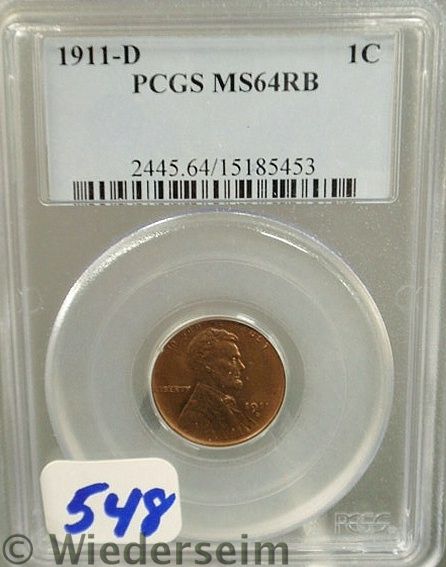 1911 D Lincoln Penny PCGS 64 157681
