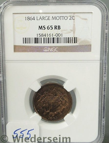 1864 Two cent MS 65 157688