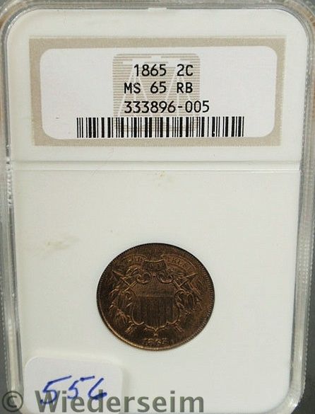 1865 Two cent MS 65