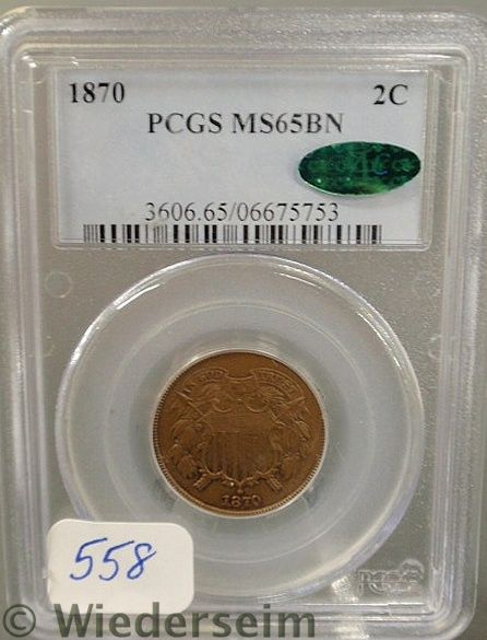 1870 Two cent PCGS 65 15768b