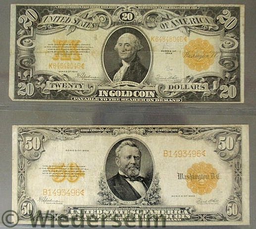 Lot of two large gold notes