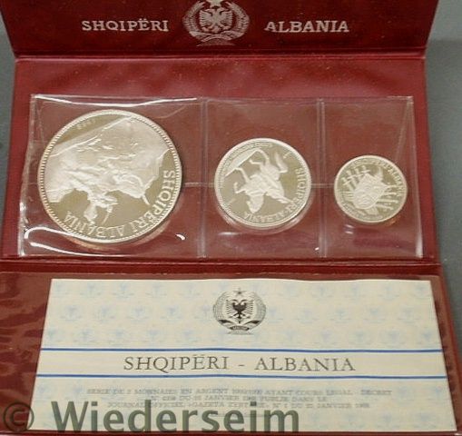 Three piece Albanian proof set