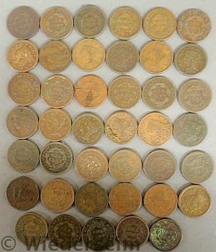 Group of U S Large cent pennies 1576cd