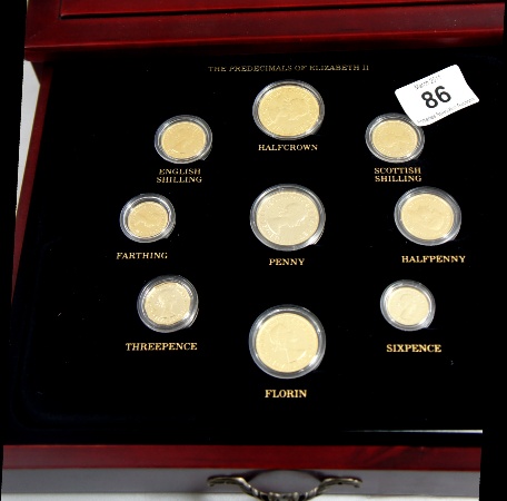 A cased solid silver proof set 15771b