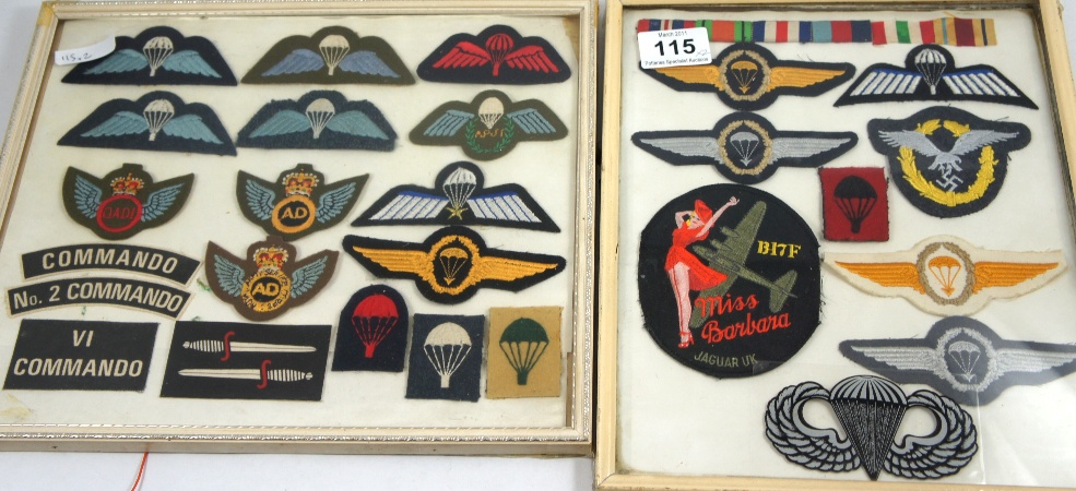 2 Framed Sets of WW2 Commando cloth