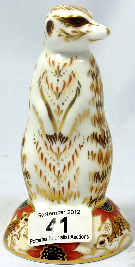 Royal Crown Derby Paperweight of Meercat