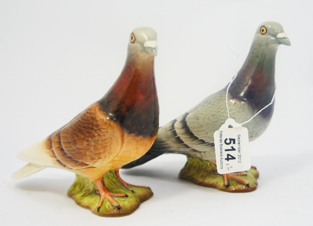 Beswick Red Pigeon 1383 and Grey Pigeon