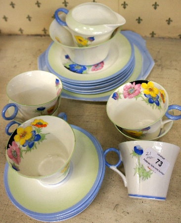 Shelley Teaset decorated in the Anemone