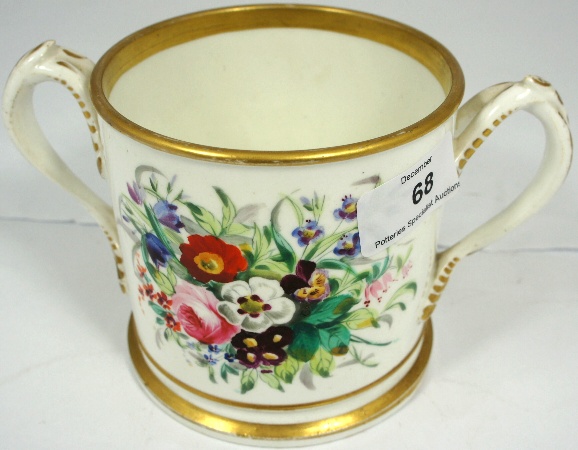 19th Century 2 Handled Loving Cup Decorated
