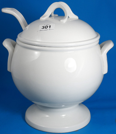 White Soup Tureen and Ladle